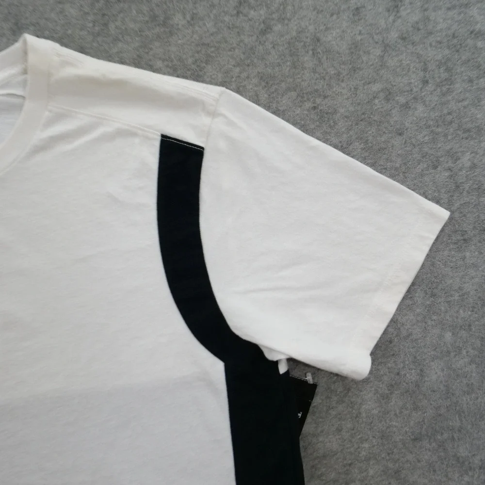 True Religion Shirt Mens Medium White Black Tailored Tee Color Block Crew New
